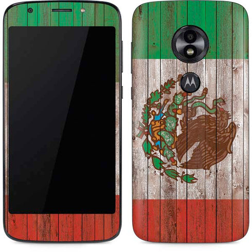 Mexican Flag Dark Wood Moto E5 Play Skin